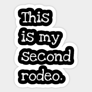 "This is my second rodeo." in plain white letters - cos you're not the noob, but barely Sticker